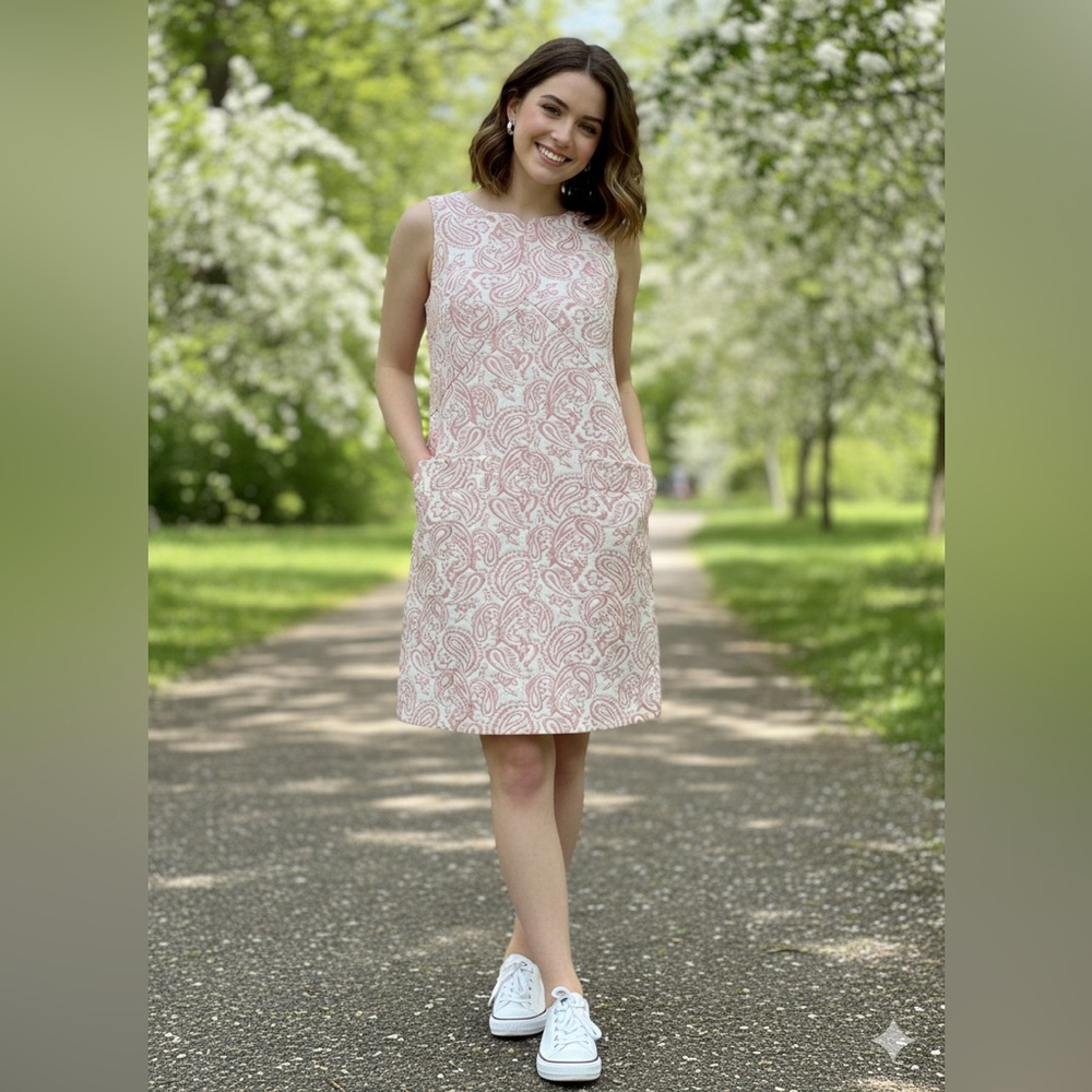 Victoria Beckham for Target Pink Patterned Midi Dress